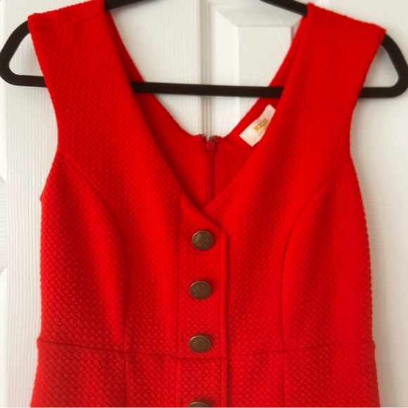 Anthropologie Maeve Quilted Red button front midi dress preppy equestrian - Picture 6 of 15